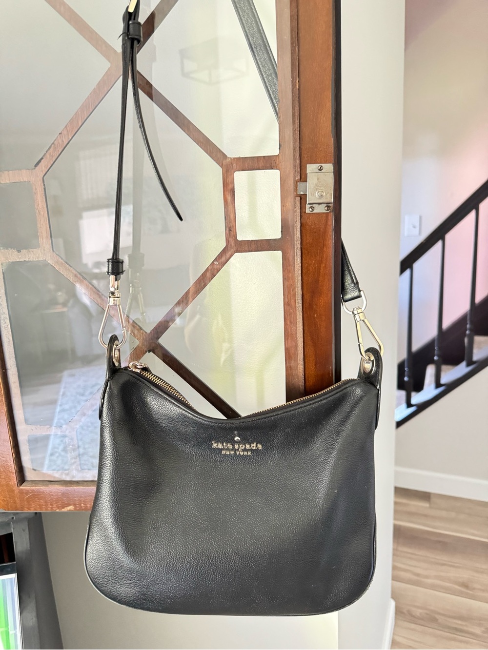 kate spade Black Pebbled Leather Crossbody with Gold Hardware